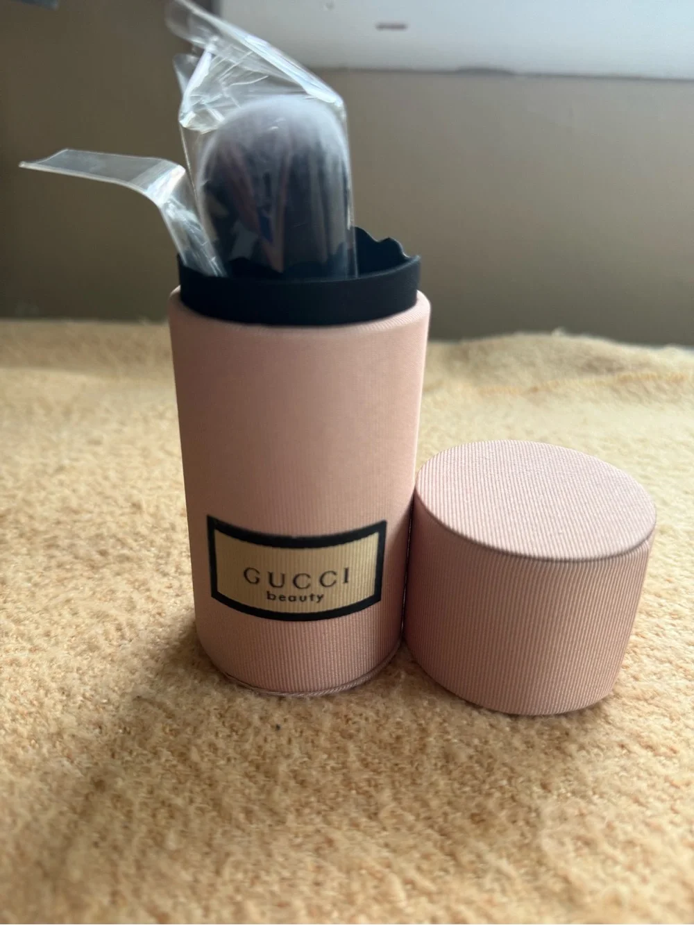 Gucci Pink Makeup Brush Set with Cylindrical Case